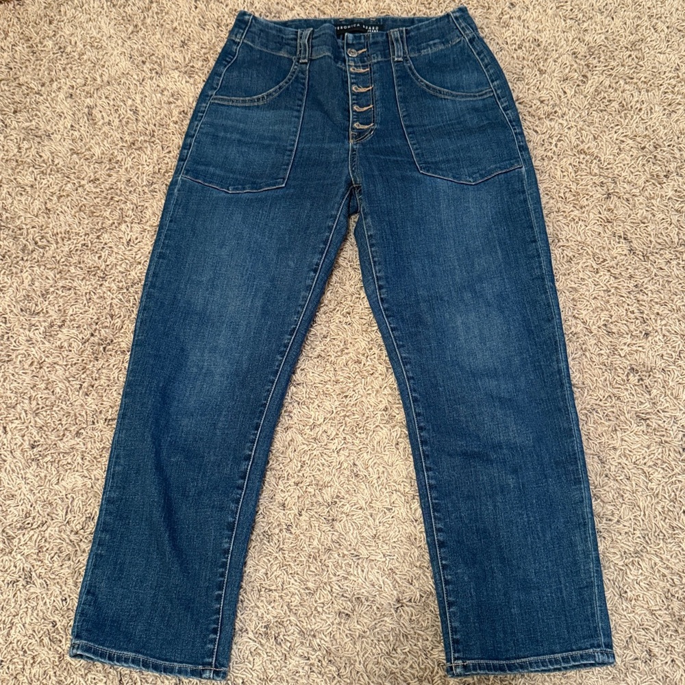 VERONICA BEARD Arya Cargo Straight-Leg Cropped Jeans Size 28/6